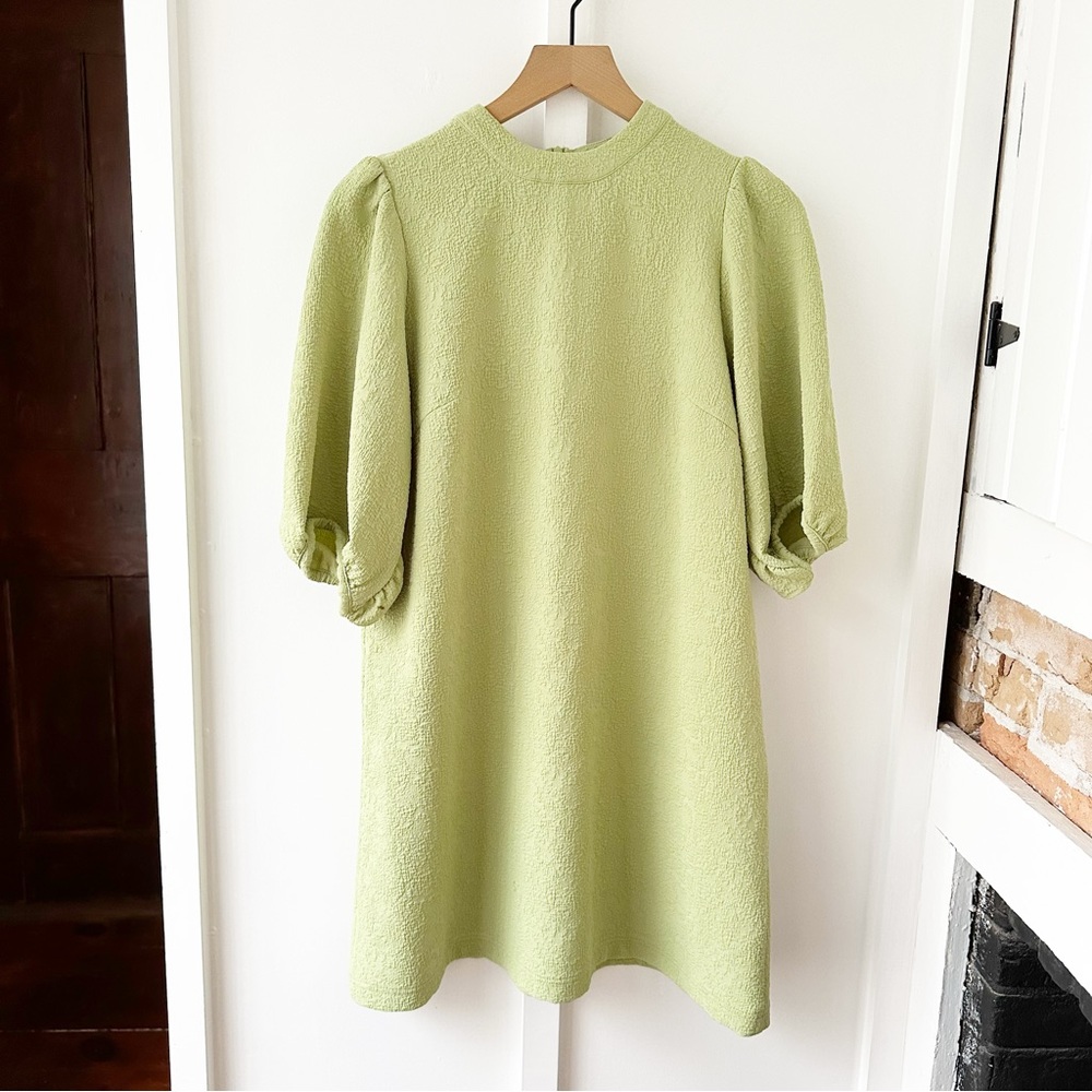 SAMSOE green puff sleeve mini dress
